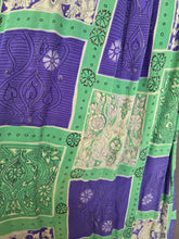 Load image into Gallery viewer, 1940s Blue/Purple and Green Tile Print Silk Dress
