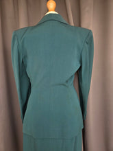 Load image into Gallery viewer, 1940s Dark Teal Gabardine Pointed Collar Suit
