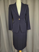 Load image into Gallery viewer, 1940s Navy Blue Pointed Collar Gabardine Suit
