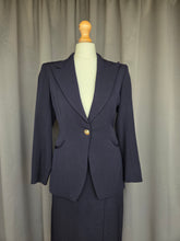 Load image into Gallery viewer, 1940s Navy Blue Pointed Collar Gabardine Suit
