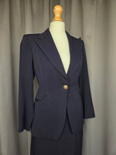 Load image into Gallery viewer, 1940s Navy Blue Pointed Collar Gabardine Suit
