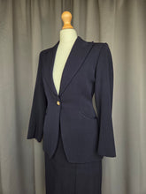 Load image into Gallery viewer, 1940s Navy Blue Pointed Collar Gabardine Suit
