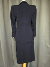 Load image into Gallery viewer, 1940s Navy Blue Pointed Collar Gabardine Suit
