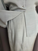 Load image into Gallery viewer, 1940s Pale Blue Silk Suit With Peplum Collar and Raglan Sleeve

