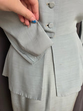 Load image into Gallery viewer, 1940s Pale Blue Silk Suit With Peplum Collar and Raglan Sleeve
