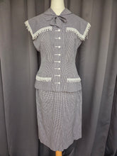 Load image into Gallery viewer, 1940s Black and White Gingham Pom Pom Summer Suit
