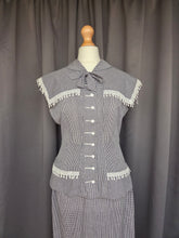 Load image into Gallery viewer, 1940s Black and White Gingham Pom Pom Summer Suit
