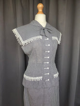 Load image into Gallery viewer, 1940s Black and White Gingham Pom Pom Summer Suit
