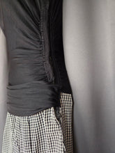 Load image into Gallery viewer, 1940s Black and White Check Rayon Dress

