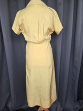 Load image into Gallery viewer, 1940s Lemon Yellow and Brown Button Rayon Dress
