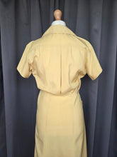 Load image into Gallery viewer, 1940s Lemon Yellow and Brown Button Rayon Dress
