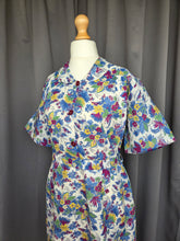 Load image into Gallery viewer, 1940s Burgundy Multicoloured Floral Shirtwaister Dress
