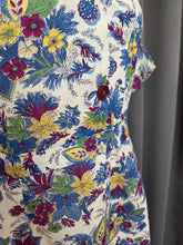 Load image into Gallery viewer, 1940s Burgundy Multicoloured Floral Shirtwaister Dress
