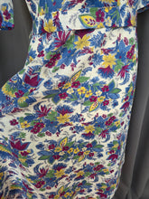 Load image into Gallery viewer, 1940s Burgundy Multicoloured Floral Shirtwaister Dress
