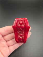Load image into Gallery viewer, 1940s Chunky Red Textured Bakelite Dress Clip
