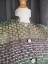 Load image into Gallery viewer, Late 1940s Green, Gold and Taupe Dress
