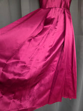 Load image into Gallery viewer, 1950s Magenta Pink Liquid Satin Dress With Pleats and Layered Collar
