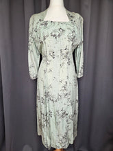 Load image into Gallery viewer, 1950s Pistachio Green and Black Floral Deadstock Dress
