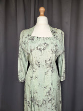 Load image into Gallery viewer, 1950s Pistachio Green and Black Floral Deadstock Dress
