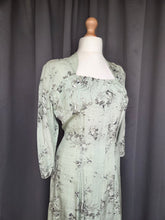 Load image into Gallery viewer, 1950s Pistachio Green and Black Floral Deadstock Dress
