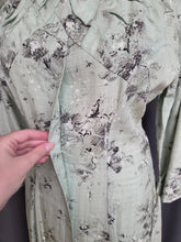 Load image into Gallery viewer, 1950s Pistachio Green and Black Floral Deadstock Dress

