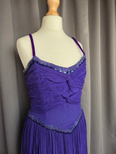 Load image into Gallery viewer, 1940s Purple/Blue Long Evening Dress With Sequins and Drape
