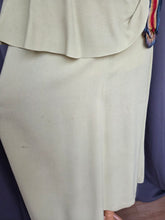 Load image into Gallery viewer, 1940s Chartreuse Green Crepe Dress With Blue Galalith Buckle and Rainbow Sash
