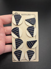 Load image into Gallery viewer, 1930s Deco Deadstock Carded Navy and White Buttons
