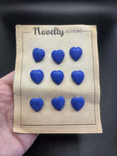 Load image into Gallery viewer, 1940s Deadstock Carded Blue Heart Glass Buttons
