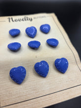 Load image into Gallery viewer, 1940s Deadstock Carded Blue Heart Glass Buttons
