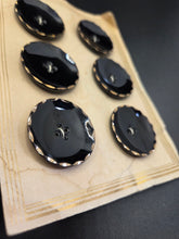 Load image into Gallery viewer, 1930s Deadstock Carded Deco Black Glass Buttons
