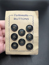 Load image into Gallery viewer, 1940s Deadstock Carded Black Marbled Buttons
