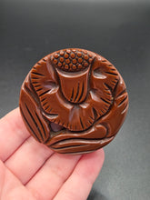 Load image into Gallery viewer, 1940s Brown Carved Bakelite Brooch
