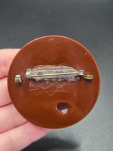 Load image into Gallery viewer, 1940s Brown Carved Bakelite Brooch
