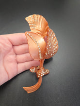 Load image into Gallery viewer, 1940s MEGA Orange Peach Orange Flower Spray Nylon Brooch
