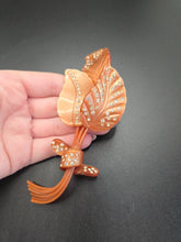 Load image into Gallery viewer, 1940s MEGA Orange Peach Orange Flower Spray Nylon Brooch

