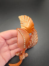Load image into Gallery viewer, 1940s MEGA Orange Peach Orange Flower Spray Nylon Brooch
