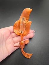 Load image into Gallery viewer, 1940s MEGA Orange Peach Orange Flower Spray Nylon Brooch
