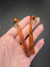Load image into Gallery viewer, 1930s Deco Root Beer Bakelite Long Dangly Earrings

