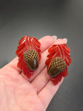 Load image into Gallery viewer, 1940s Incredibly Rare Carved Bakelite Acorn Dress Clip Set
