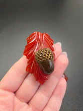 Load image into Gallery viewer, 1940s Incredibly Rare Carved Bakelite Acorn Dress Clip Set
