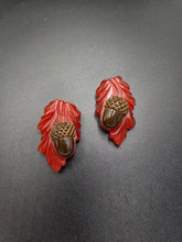 Load image into Gallery viewer, 1940s Incredibly Rare Carved Bakelite Acorn Dress Clip Set
