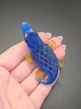 Load image into Gallery viewer, Vintage Blue and Yellow Lucite Alligator Brooch
