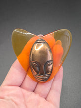 Load image into Gallery viewer, 1940s Rare Elzac Amber Lucite and Copper Brooch
