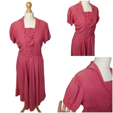 Load image into Gallery viewer, 1940s Bubblegum Pink Dress With Front Ruching
