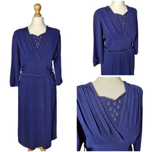 Load image into Gallery viewer, 1940s Purple/Blue Beaded Crepe Dress
