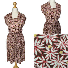 Load image into Gallery viewer, 1940s Pink, Brown and Yellow Daisy Print Dress
