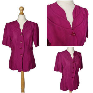 1940s Deadstock Magenta Pink Moygashel Jacket