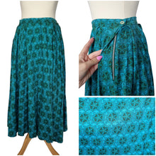 Load image into Gallery viewer, 1950s Teal Abstract Print Full Circle Skirt
