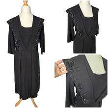 Load image into Gallery viewer, 1940s Black Beaded Sash Dress
